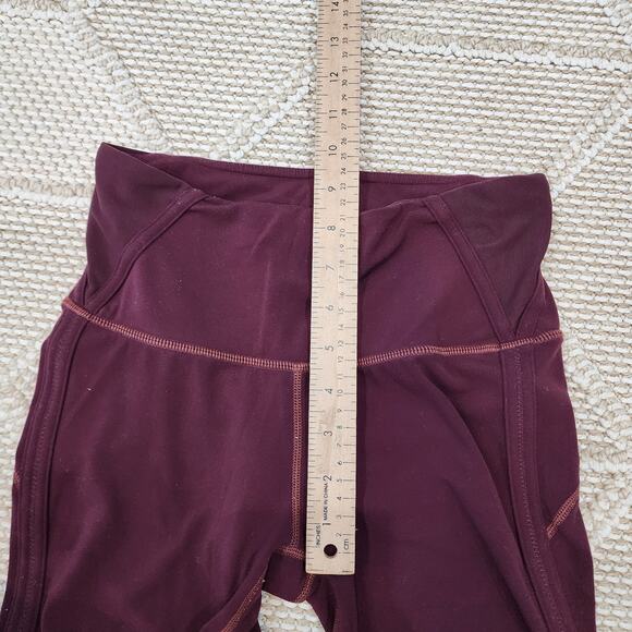 Athleta maroon women's size xs high rise powervita peekaboo 7/8 leggings - Picture 2 of 7